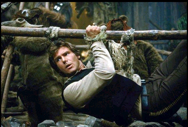 Yan attach� par les Ewoks